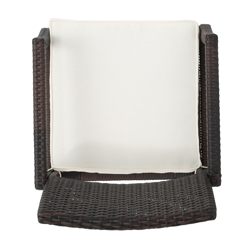 Outdoor Wicker Dining Chair With Water Resistant Cushions (Set of 2) - White / Brown - R&R Furniture Gallery (Fountain Valley, CA)