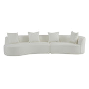 Noble House elegant curved sectional sofa with plush foam cushions, featuring a modern stationary design perfect for living rooms.