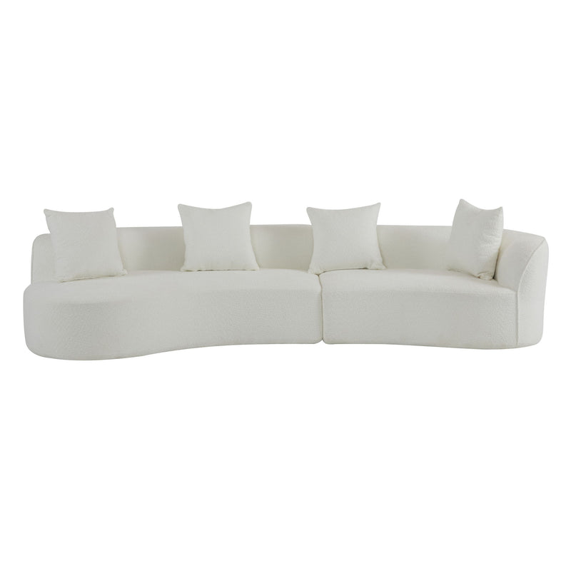 Noble House elegant curved sectional sofa with plush foam cushions, featuring a modern stationary design perfect for living rooms.