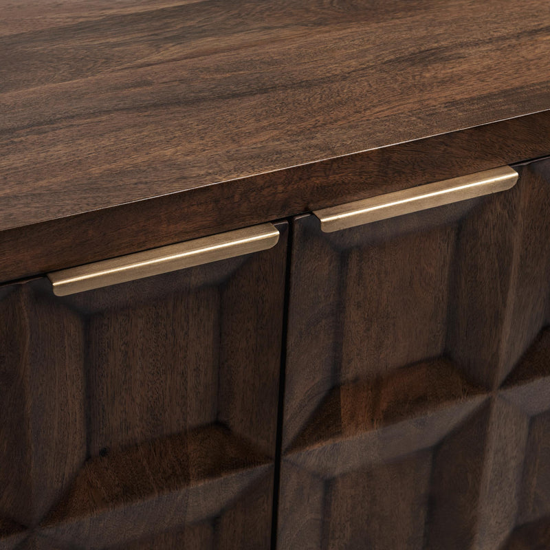 Classic Home Costa 4-door buffet cabinet with wood finish and sleek design, featuring four spacious doors and modern hardware.