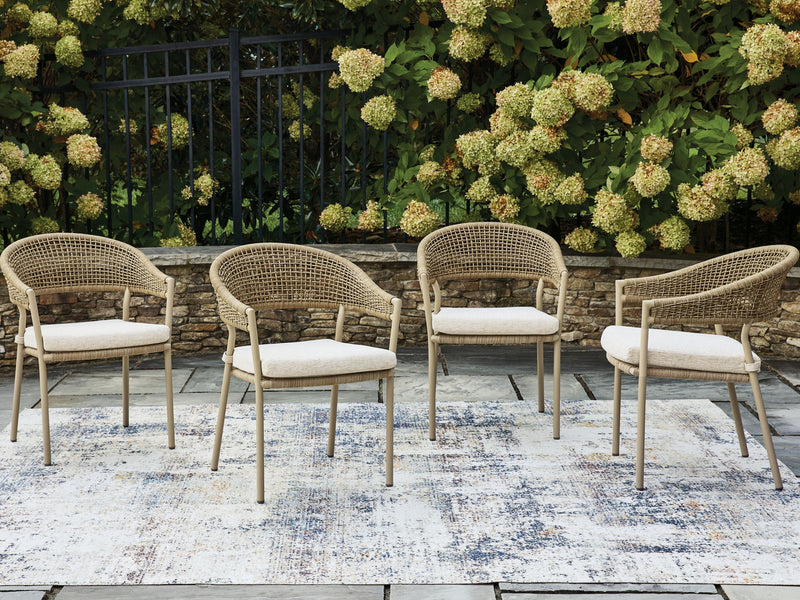 Orchard Beach - Arm Chair With Cushion (Set of 4) - Beige - R&R Furniture Gallery (Fountain Valley, CA)