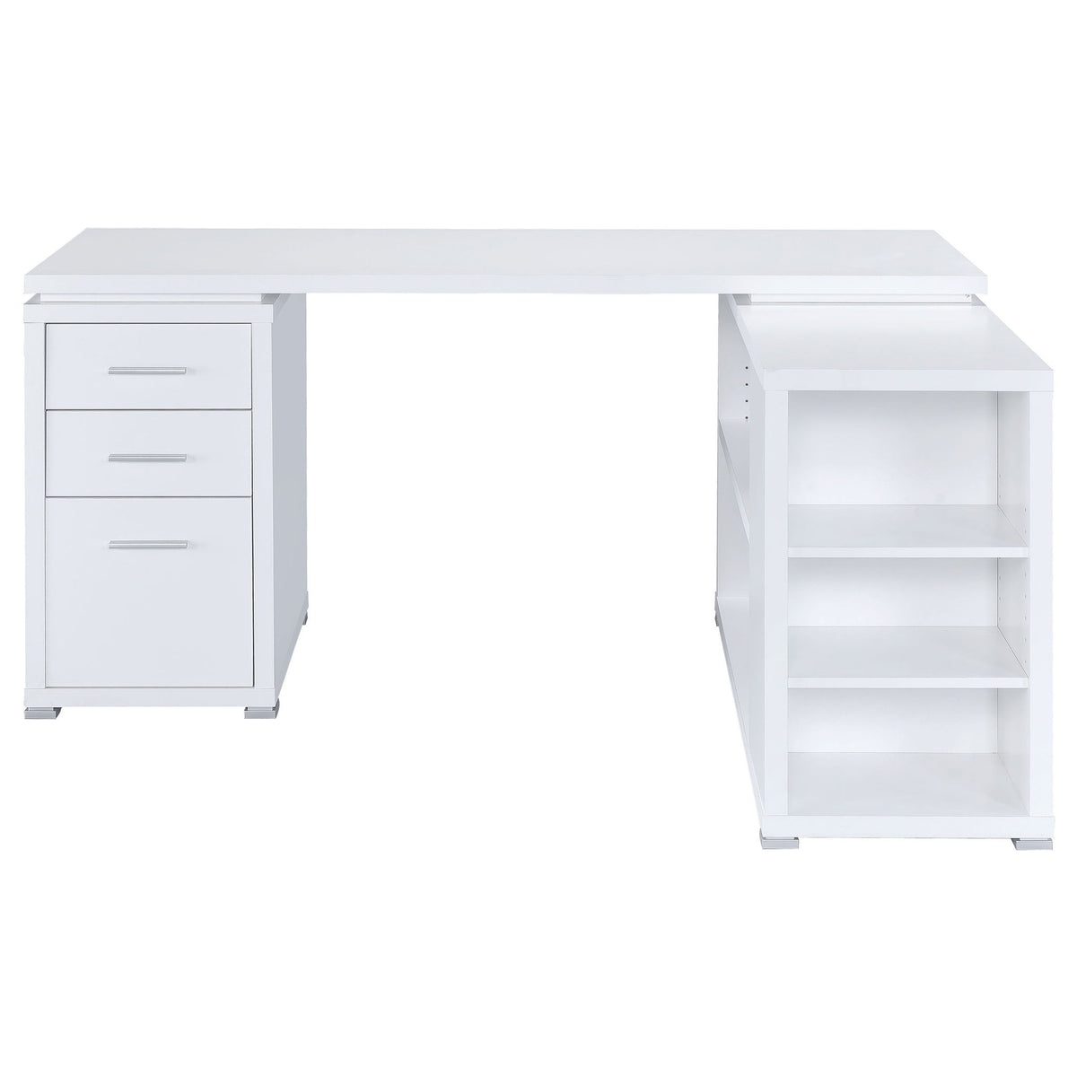 Tona - L-Shape Computer Desk With 3 Drawers And 5 Shelves