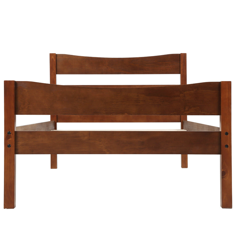 DreamHaus twin size platform bed with headboard and wooden slat support, featuring a modern design and sturdy construction.