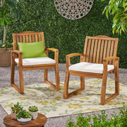 Della - Wood Armchair (Set of 2) Outdoor Dining Chairs - Cream - R&R Furniture Gallery (Fountain Valley, CA)