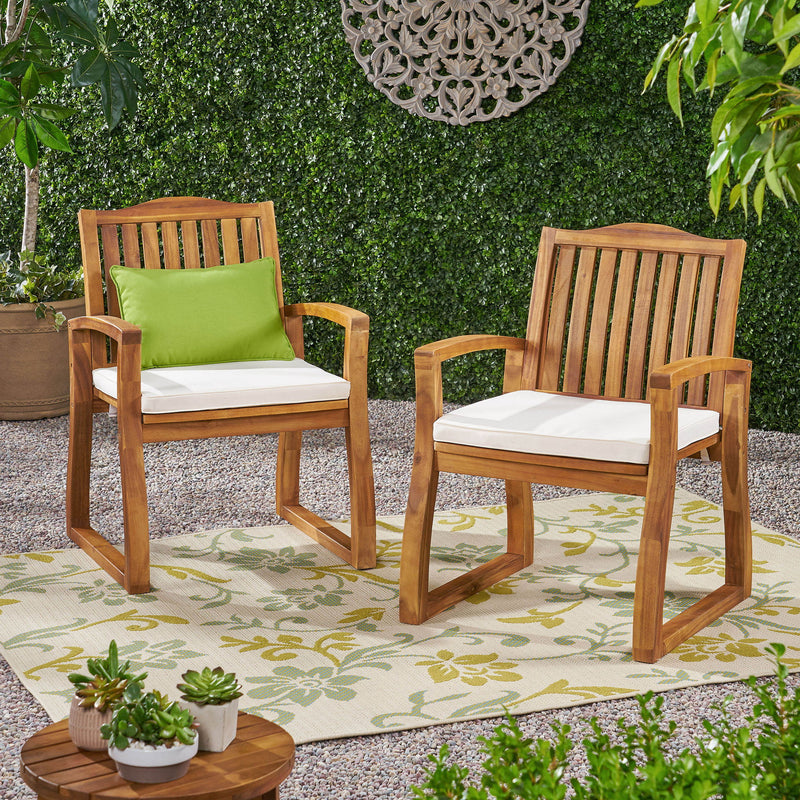 Della - Wood Armchair (Set of 2) Outdoor Dining Chairs - Cream - R&R Furniture Gallery (Fountain Valley, CA)