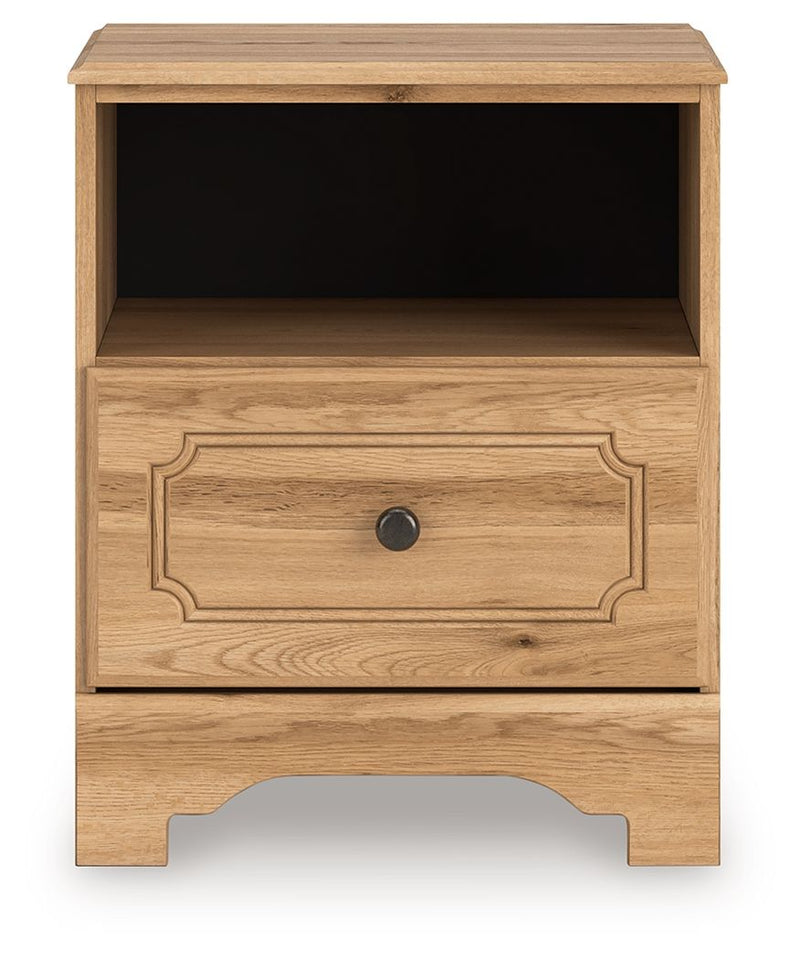 Aleaport - One Drawer Night Stand - Warm Brown - R&R Furniture Gallery (Fountain Valley, CA)