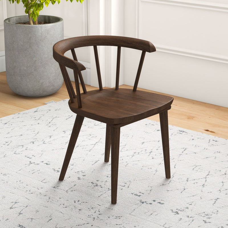 Set of two Kingsley dining chairs by Ashcroft Furniture, brown upholstered seats and wooden legs, ideal for modern dining rooms.