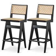 Keira - Bar Stool (Set of 2) - Black / Rattan - R&R Furniture Gallery (Fountain Valley, CA)