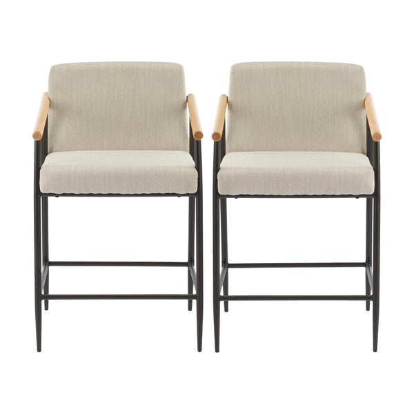 Mid Century Modern Counter Stool Set With Iron Frame