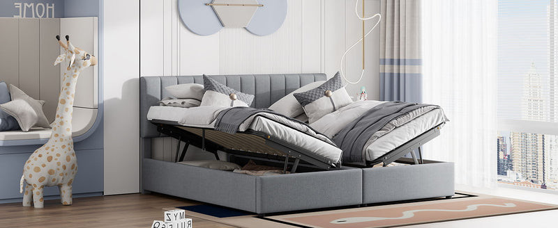 Upholstered Platform Bed With A Hydraulic Storage System - R&R Furniture Gallery (Fountain Valley, CA)