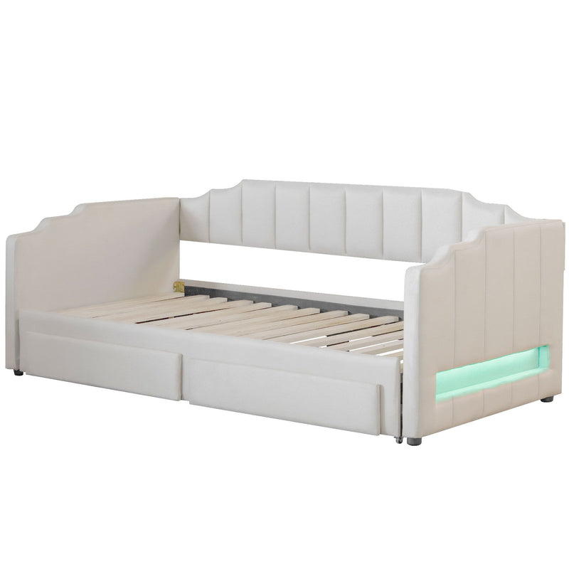Extendable Daybed With LED Light And 2 Storage Drawers - R&R Furniture Gallery (Fountain Valley, CA)