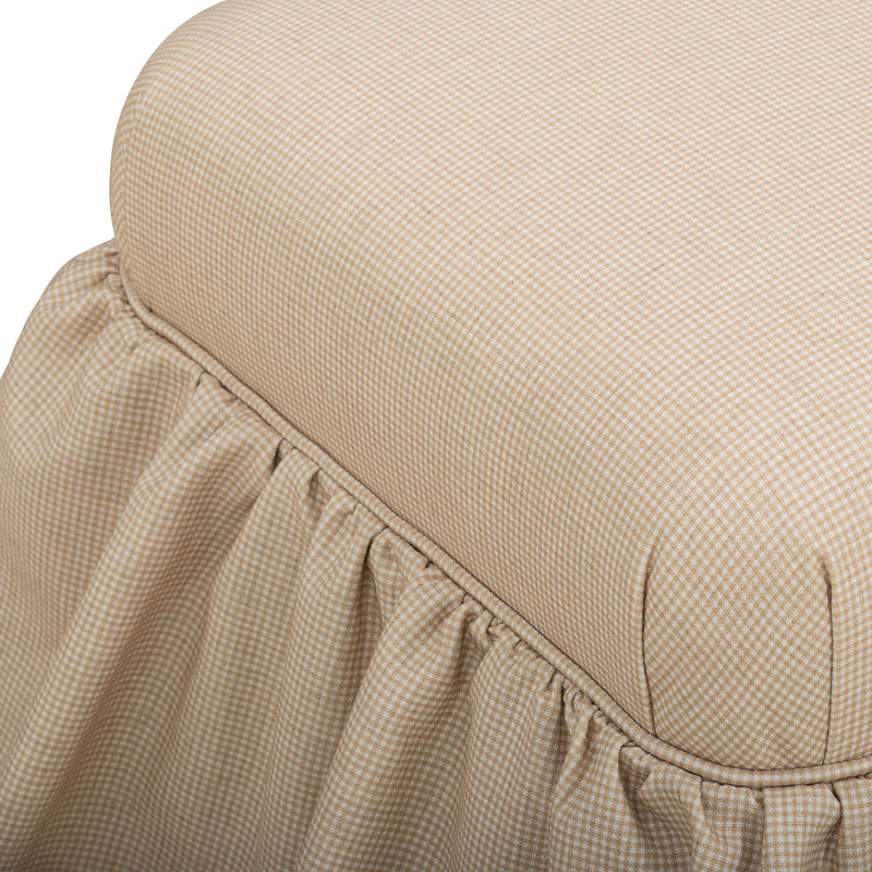 Yellow Gertrude Performance Linen Skirted Ottoman by TOV Furniture, upholstered ottoman with a sleek, modern design.