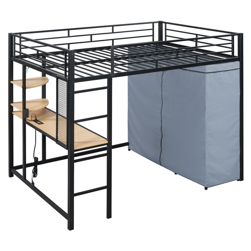 Loft Bed With Desk, Shelves, Power Outlet, LED Light And Wardrobe - R&R Furniture Gallery (Fountain Valley, CA)