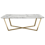 Vida Rectangle Cocktail Table w/ Faux Marble Top and Brushed Gold Metal Frame by Diamond Sofa