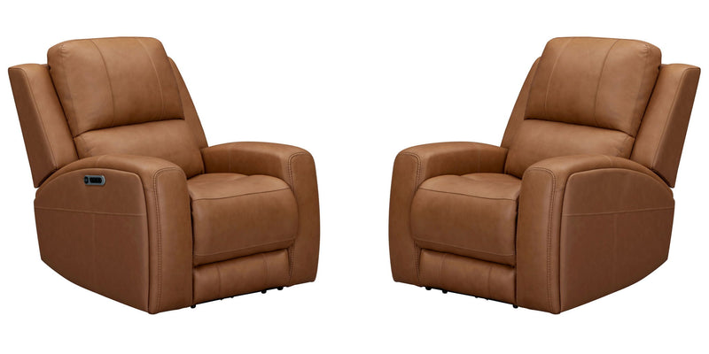 Parker Living Belmont Zero Gravity Power Recliner P3 in black leather with padded armrests and reclining feature.