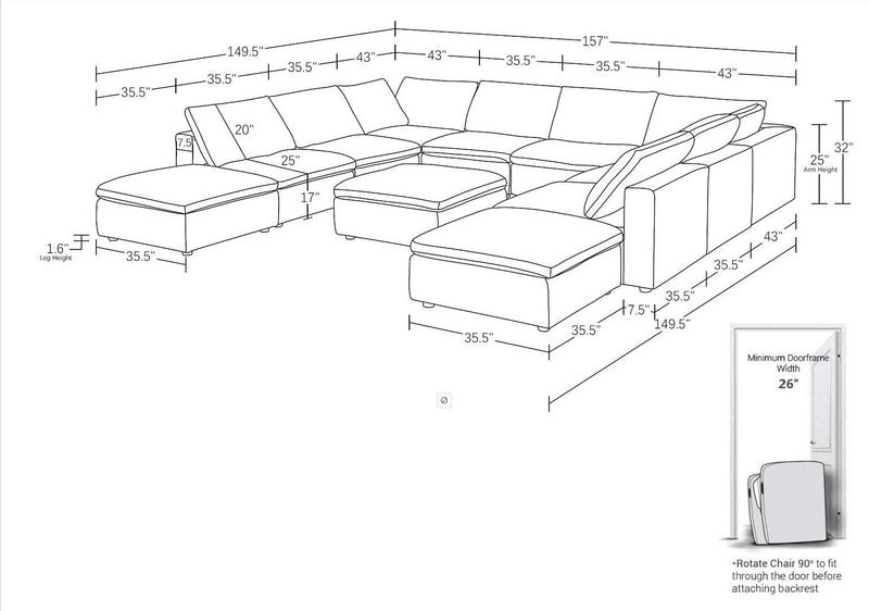 1100 - Top-Grain Italian Leather 11-Piece Sectional With Chaise