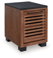 Kallari - Chair Side End Table - Warm Brown / Black - R&R Furniture Gallery (Fountain Valley, CA)