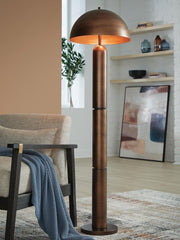 Signature Design by Ashley Wendfield metal floor lamp with a sleek, modern design and a tall, slender metal frame.