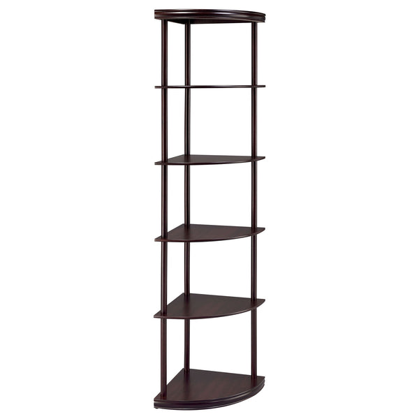 Corner Bookcase With 5 Shelves, Compact Design For Living Room - Cappuccino