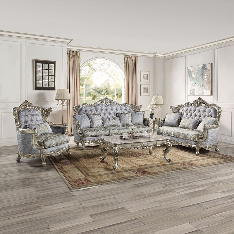 Miliani - Sofa With 5 Pillows - Fabric & Antique Bronze - R&R Furniture Gallery (Fountain Valley, CA)