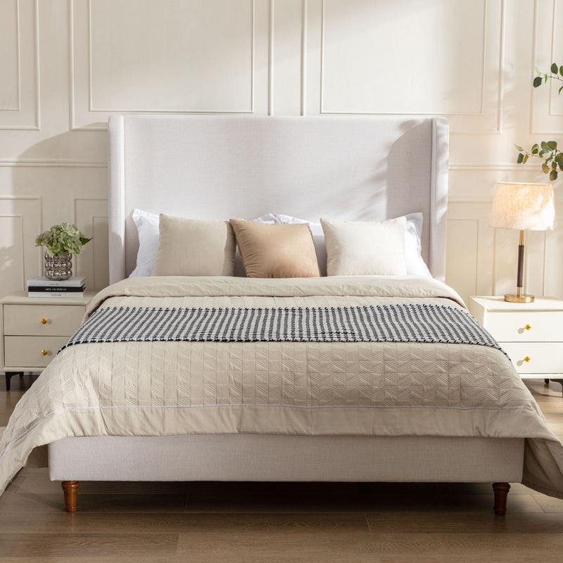 Hayden - Upholstered Wingback Bed With Tall Headboard - R&R Furniture Gallery (Fountain Valley, CA)