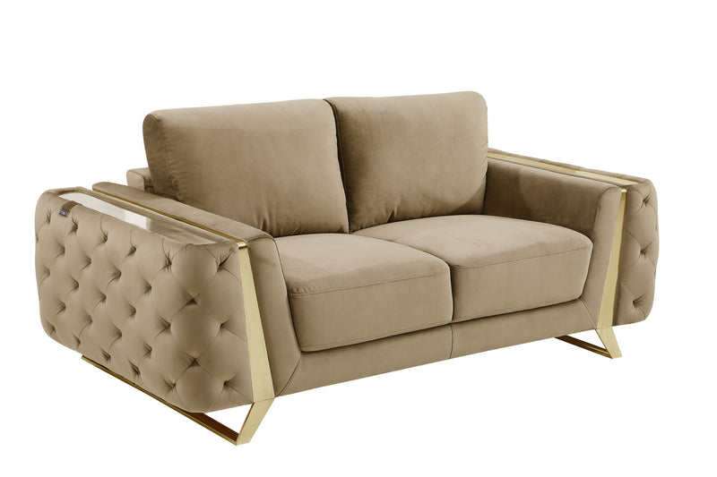 1051 - Contemporary Velvet Loveseat - R&R Furniture Gallery (Fountain Valley, CA)