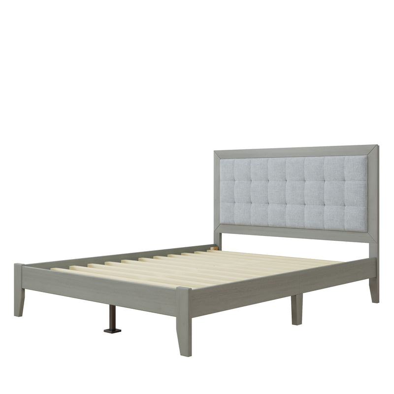 Mid Century Modern Platform Bed With Upholstered Headboard - R&R Furniture Gallery (Fountain Valley, CA)