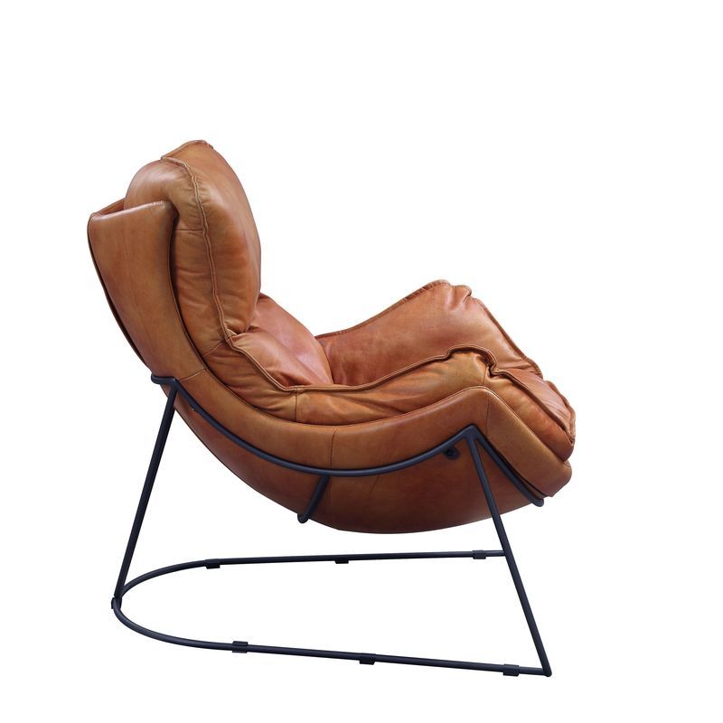 Thurshan - Accent Chair - Aperol Top Grain Leather & Black - R&R Furniture Gallery (Fountain Valley, CA)