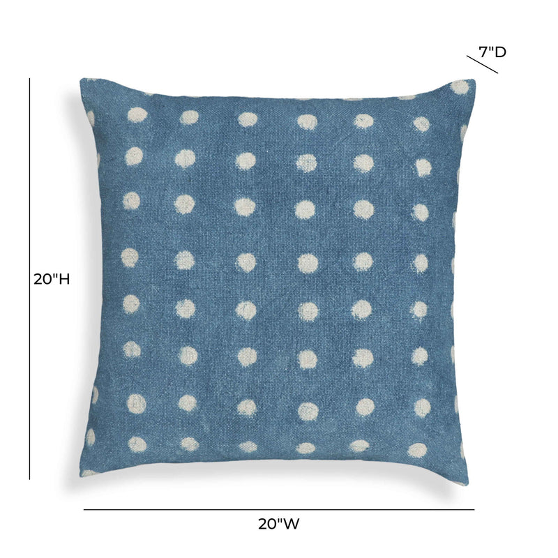Indigo - Dots Cotton Square Accent Pillow - Indigo - R&R Furniture Gallery (Fountain Valley, CA)