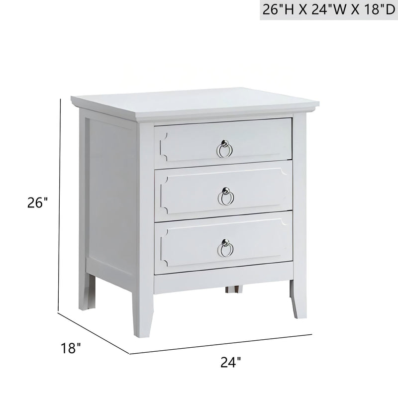 Hammond - 3 Drawer Nightstand - White - R&R Furniture Gallery (Fountain Valley, CA)