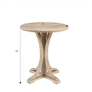 Accent Table Round Rustic Ash Veneer Reclaimed Wheat - Natural - R&R Furniture Gallery (Fountain Valley, CA)