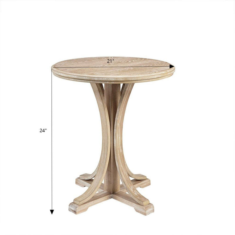 Accent Table Round Rustic Ash Veneer Reclaimed Wheat - Natural - R&R Furniture Gallery (Fountain Valley, CA)