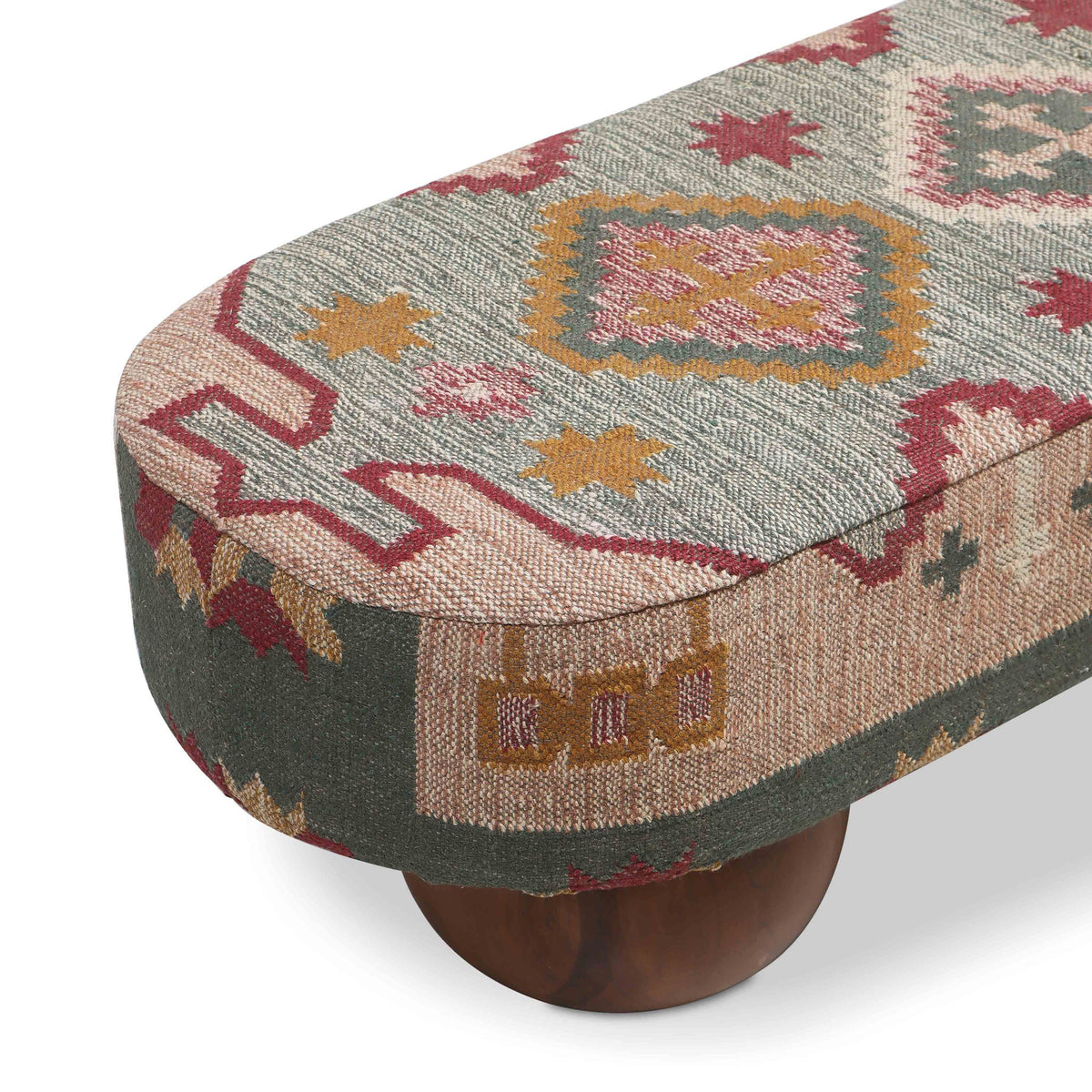 Rizi - Textured Wool Upholstered Bench - Beige / Blue - R&R Furniture Gallery (Fountain Valley, CA)