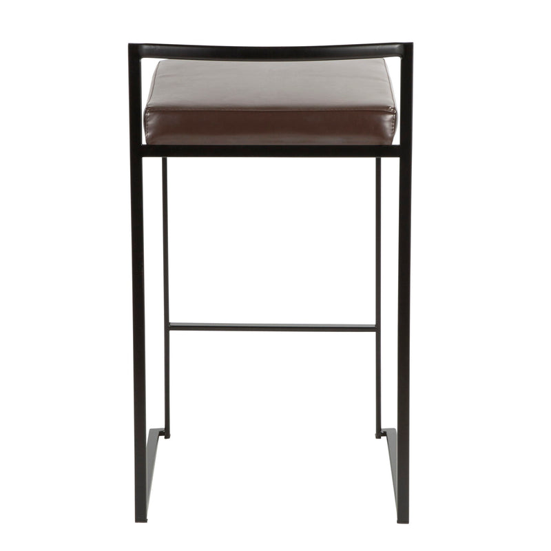 Lumi Source Fuji contemporary style stackable counter stool with sleek design and wooden legs, set of multiple stools.