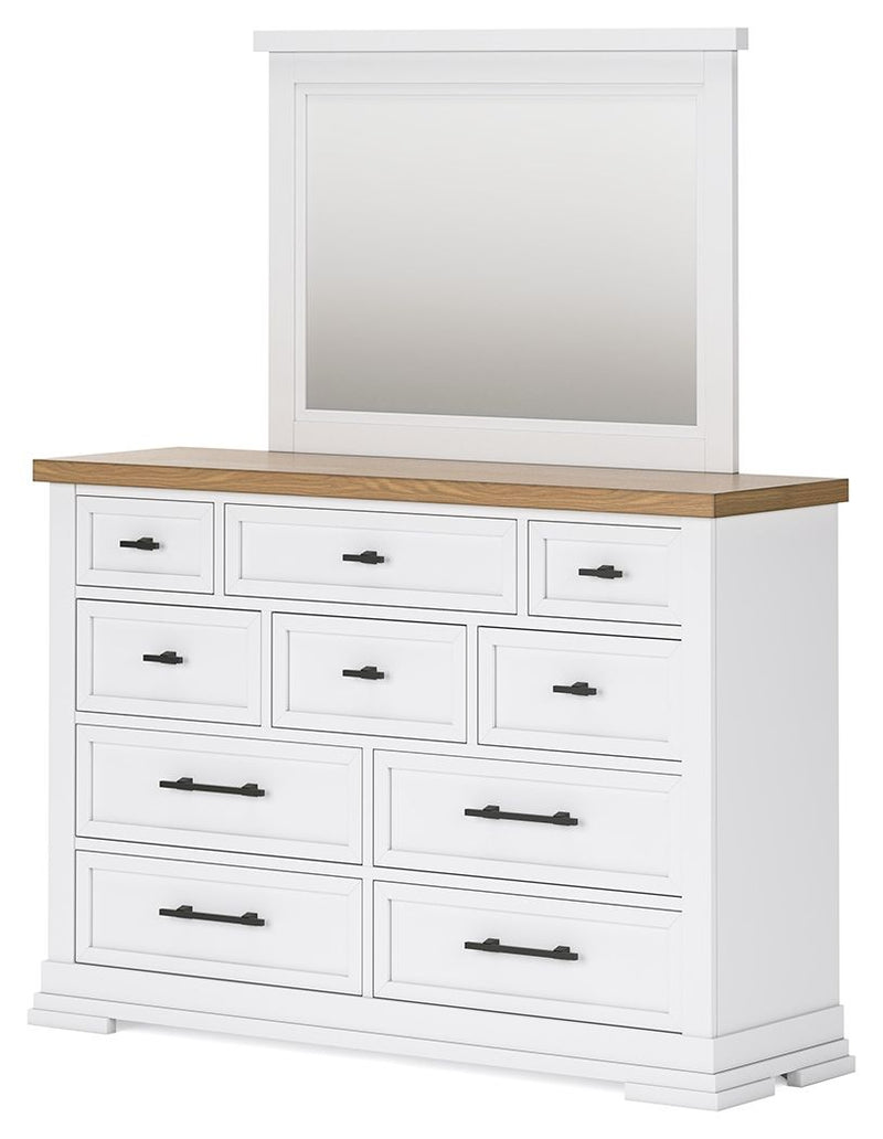Ashbryn - Dresser And Mirror - White / Natural - R&R Furniture Gallery (Fountain Valley, CA)