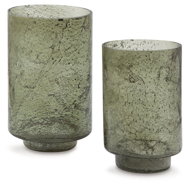 Clarkton - Candle Holder Set (Set of 2) - Green - R&R Furniture Gallery (Fountain Valley, CA)