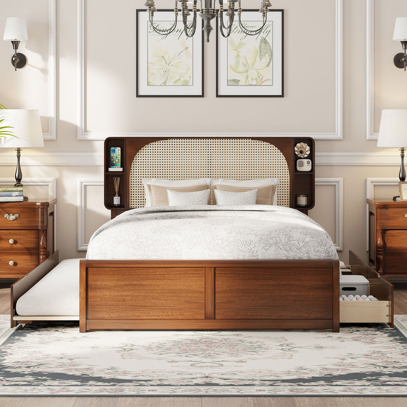 Headboard Bed With 2 Drawers And Trundle - R&R Furniture Gallery (Fountain Valley, CA)