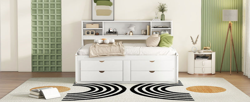 Daybed With 2 Bedside Cabinets, Upper Shelves And 4 Drawers - R&R Furniture Gallery (Fountain Valley, CA)
