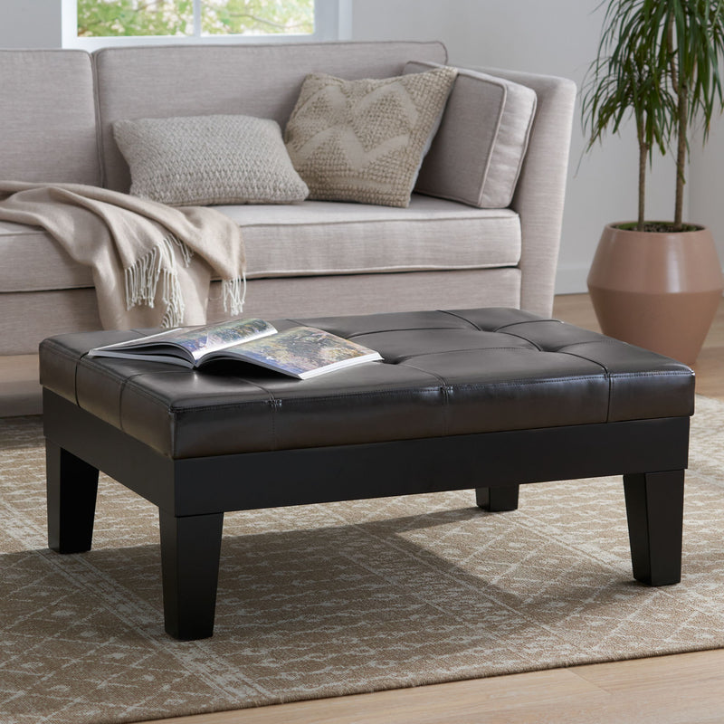 Chatham - Ottoman With Drawer Leather Storage Solution - Dark Coffee - R&R Furniture Gallery (Fountain Valley, CA)