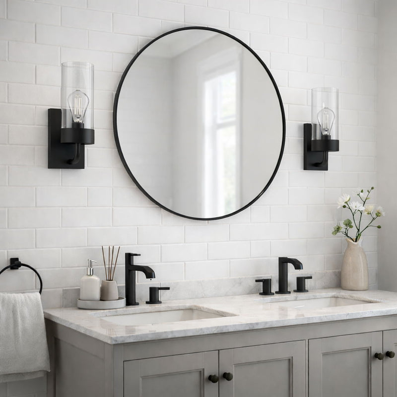 Zephyr - Single Light Sconce - Black / Clear - R&R Furniture Gallery (Fountain Valley, CA)