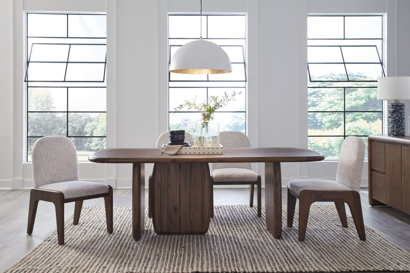 Xolani Rectangular Acacia Wood Pedestal Table in Impala
