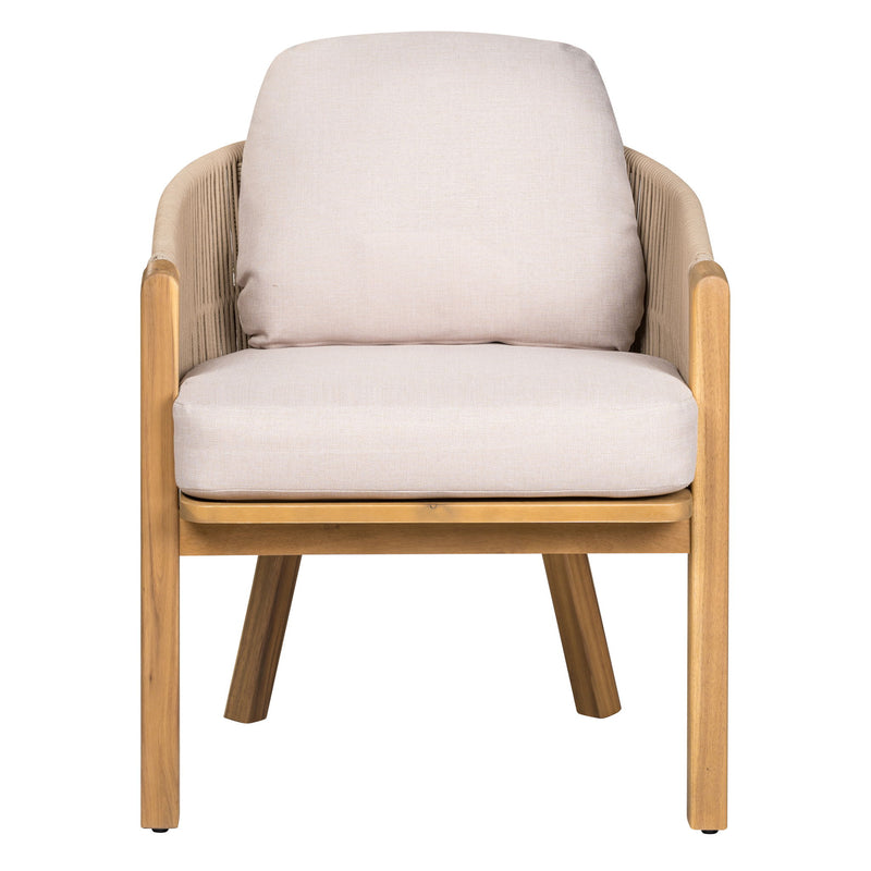 Grotta - Outdoor Dining Arm Chair (Set of 2) - Teak / Beige - R&R Furniture Gallery (Fountain Valley, CA)