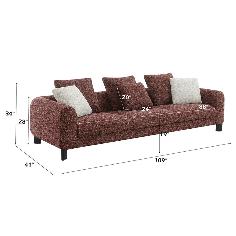 Mardi - Sofa With 6 Pillows - Maroon Tweed - R&R Furniture Gallery (Fountain Valley, CA)