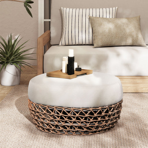 Willow - Round Upholstered Patio Ottoman - R&R Furniture Gallery (Fountain Valley, CA)