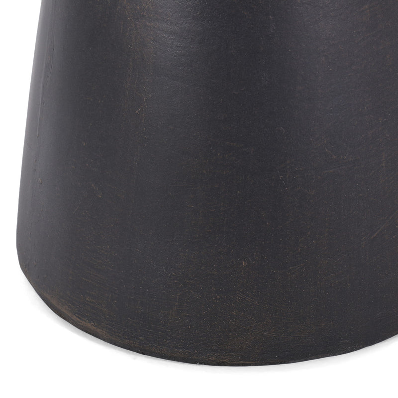 Outdoor lightweight concrete end table with copper half-sphere top, featuring a modern design by Noble House.