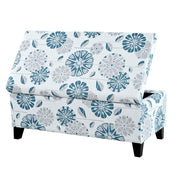 Luxury Storage Ottoman With Floral Patterned Fabric, Soft-Close Hinges, Multi Functional - R&R Furniture Gallery (Fountain Valley, CA)