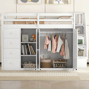 DreamHaus loft bed with built-in wardrobes, cabinets, and drawers, showcasing a modern multi-functional bedroom furniture piece.