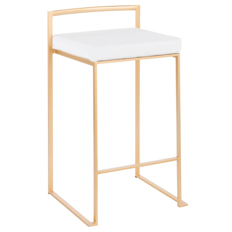 Lumi Source Fuji contemporary glam design counter stool set of 2 with sleek metal legs and upholstered seats.