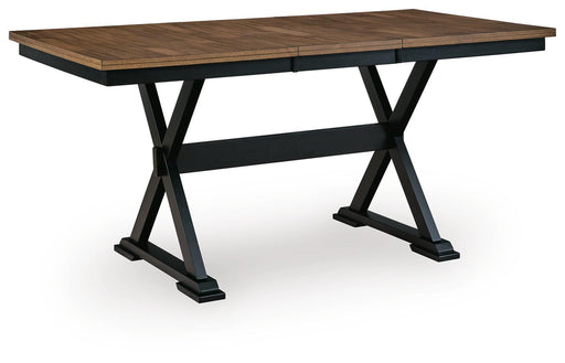 Signature Design by Ashley Wildenauer dining room extension counter table with a polished wooden surface and sturdy legs