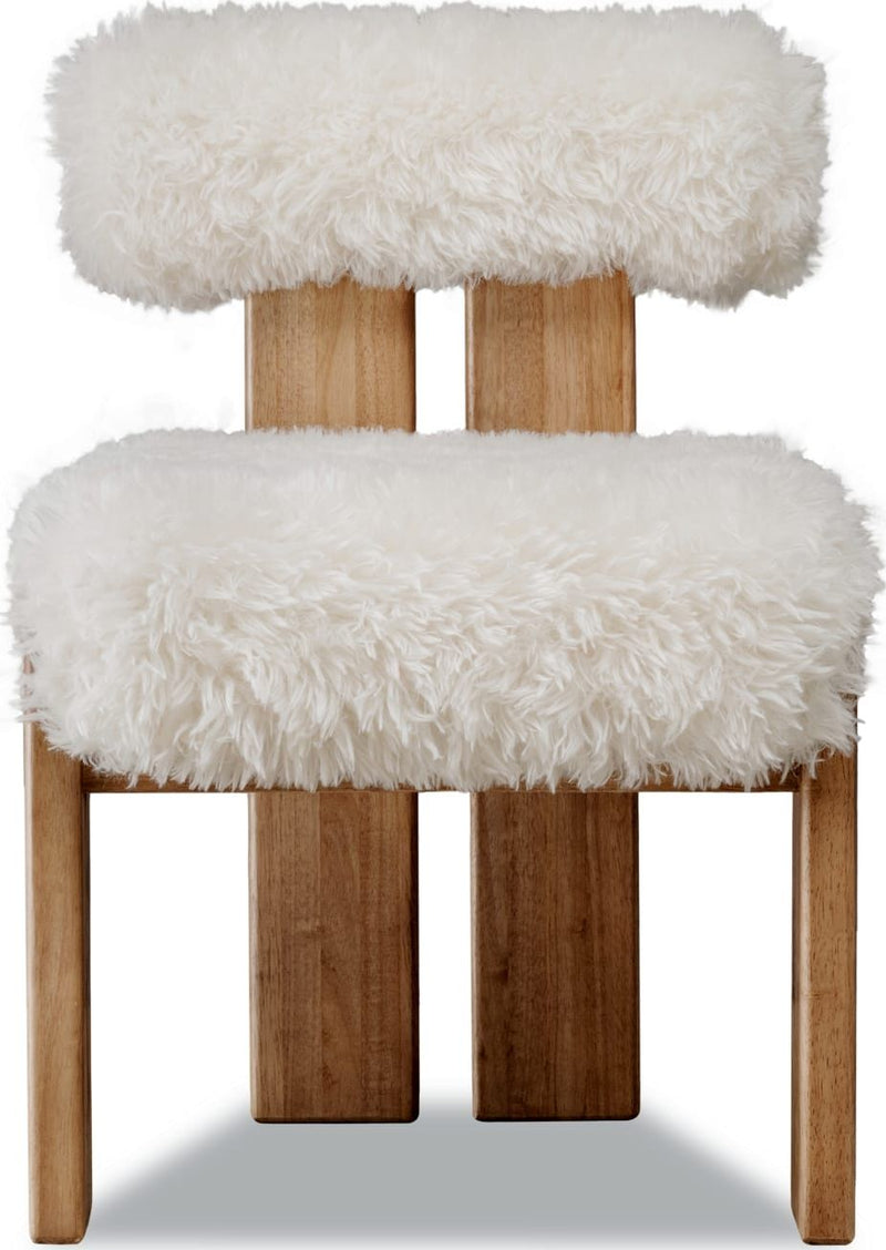Nia Dining Accent Chair in Sheepskin and Lioness